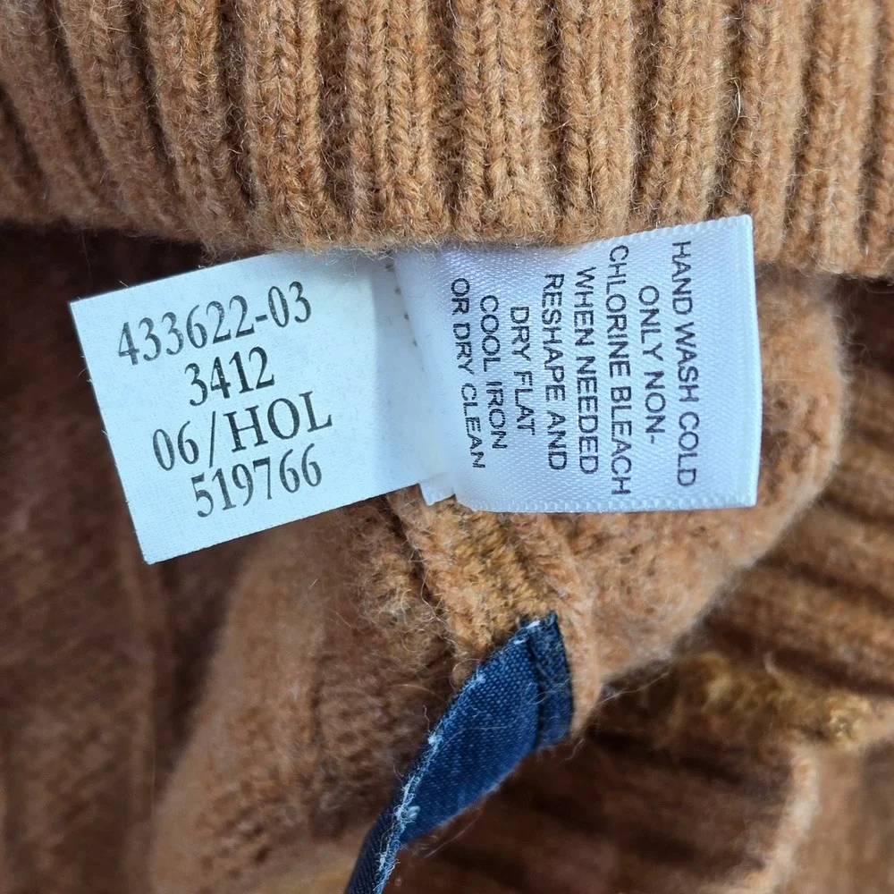 Banana Republic Angora Cashmere Wool Cable Knit Sweater Camel Mens M Flawed